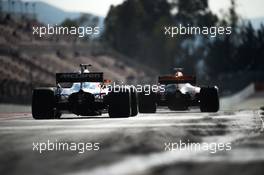 Stoffel Vandoorne (BEL) McLaren MCL32 and Max Verstappen (NLD) Red Bull Racing RB13. 02.03.2017. Formula One Testing, Day Four, Barcelona, Spain. Thursday.