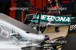 Mercedes AMG F1 W08 double T-wing on the engine cover. 28.02.2017. Formula One Testing, Day Two, Barcelona, Spain. Tuesday.