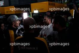 Nico Hulkenberg (GER) Renault Sport F1 Team with the media. 01.03.2017. Formula One Testing, Day Three, Barcelona, Spain. Wednesday.