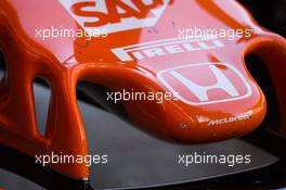 McLaren MCL32 nosecone. 01.03.2017. Formula One Testing, Day Three, Barcelona, Spain. Wednesday.