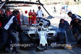 Lance Stroll (CDN) Williams FW40 practices a pit stop. 10.03.2017. Formula One Testing, Day Four, Barcelona, Spain. Friday.