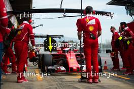 Kimi Raikkonen (FIN) Ferrari SF70H in the pits. 08.03.2017. Formula One Testing, Day Two, Barcelona, Spain. Wednesday.