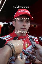 Charles Leclerc (MON) Ferrari Test Driver with the media. 01.08.2017. Formula 1 Testing, Budapest, Hungary.