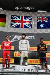 The podium (L to R): Sebastian Vettel (GER) Ferrari, second; Lewis Hamilton (GBR) Mercedes AMG F1, race winner; Daniel Ricciardo (AUS) Red Bull Racing, third. 27.08.2017. Formula 1 World Championship, Rd 12, Belgian Grand Prix, Spa Francorchamps, Belgium, Race Day.