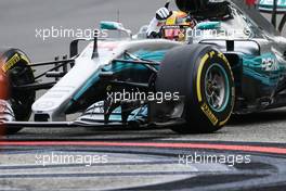 Race winner Lewis Hamilton (GBR) Mercedes AMG F1 W08 celebrates at the end of the race. 27.08.2017. Formula 1 World Championship, Rd 12, Belgian Grand Prix, Spa Francorchamps, Belgium, Race Day.