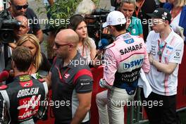 Esteban Ocon (FRA) Sahara Force India F1 Team with the media. 27.08.2017. Formula 1 World Championship, Rd 12, Belgian Grand Prix, Spa Francorchamps, Belgium, Race Day.