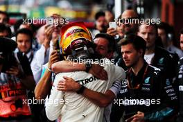 Race winner Lewis Hamilton (GBR) Mercedes AMG F1 celebrates in parc ferme. 27.08.2017. Formula 1 World Championship, Rd 12, Belgian Grand Prix, Spa Francorchamps, Belgium, Race Day.