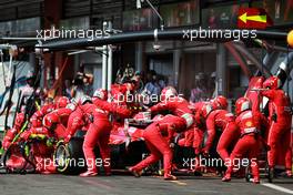 Kimi Raikkonen (FIN) Ferrari SF70H makes a pit stop. 27.08.2017. Formula 1 World Championship, Rd 12, Belgian Grand Prix, Spa Francorchamps, Belgium, Race Day.