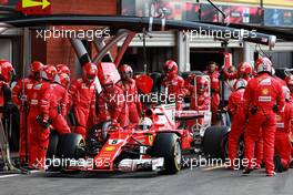 Sebastian Vettel (GER) Ferrari SF70H makes a pit stop. 27.08.2017. Formula 1 World Championship, Rd 12, Belgian Grand Prix, Spa Francorchamps, Belgium, Race Day.