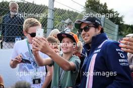 Sergio Perez (MEX) Sahara Force India F1 with fans. 24.08.2017. Formula 1 World Championship, Rd 12, Belgian Grand Prix, Spa Francorchamps, Belgium, Preparation Day.