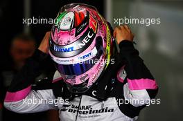 Sergio Perez (MEX) Sahara Force India F1. 14.04.2017. Formula 1 World Championship, Rd 3, Bahrain Grand Prix, Sakhir, Bahrain, Practice Day