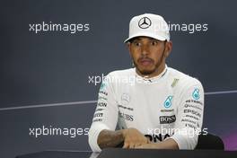 Lewis Hamilton (GBR) Mercedes AMG F1 in the FIA Press Conference. 16.04.2017. Formula 1 World Championship, Rd 3, Bahrain Grand Prix, Sakhir, Bahrain, Race Day.