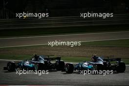 Valtteri Bottas (FIN) Mercedes AMG F1 W08 leads team mate Lewis Hamilton (GBR) Mercedes AMG F1 W08. 16.04.2017. Formula 1 World Championship, Rd 3, Bahrain Grand Prix, Sakhir, Bahrain, Race Day.