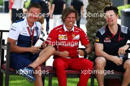 Antti Vierula (FIN) Williams Personal Trainer (Left) with Antti Kontsas (FIN) Personal Trainer of Sebastian Vettel (GER) Ferrari (Centre). 13.04.2017. Formula 1 World Championship, Rd 3, Bahrain Grand Prix, Sakhir, Bahrain, Preparation Day.