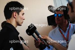 Esteban Ocon (FRA) Sahara Force India F1 Team with the media. 13.04.2017. Formula 1 World Championship, Rd 3, Bahrain Grand Prix, Sakhir, Bahrain, Preparation Day.