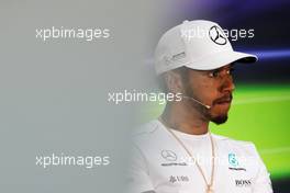 Lewis Hamilton (GBR) Mercedes AMG F1 in the FIA Press Conference. 13.04.2017. Formula 1 World Championship, Rd 3, Bahrain Grand Prix, Sakhir, Bahrain, Preparation Day.