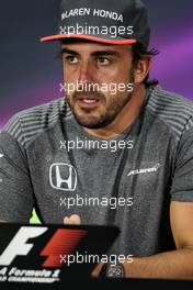 Fernando Alonso (ESP) McLaren in the FIA Press Conference. 13.04.2017. Formula 1 World Championship, Rd 3, Bahrain Grand Prix, Sakhir, Bahrain, Preparation Day.