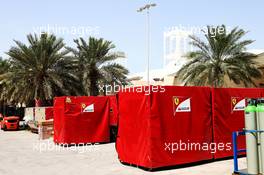 Ferrari freight in the paddock. 18.04.2017. Formula 1 Testing. Sakhir, Bahrain. Tuesday.