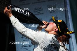 Valtteri Bottas (FIN) Mercedes AMG F1 celebrates his second position with the champagne on the podium. 11.06.2017. Formula 1 World Championship, Rd 7, Canadian Grand Prix, Montreal, Canada, Race Day.
