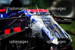 The damaged Scuderia Toro Rosso STR12 of Carlos Sainz Jr (ESP) Scuderia Toro Rosso. 11.06.2017. Formula 1 World Championship, Rd 7, Canadian Grand Prix, Montreal, Canada, Race Day.
