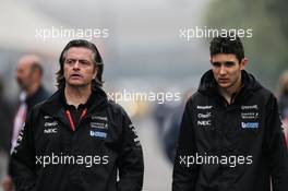 (L to R): Andy Stevenson (GBR) Sahara Force India F1 Team Manager with Esteban Ocon (FRA) Sahara Force India F1 Team. 07.04.2017. Formula 1 World Championship, Rd 2, Chinese Grand Prix, Shanghai, China, Practice Day.