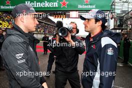 (L to R): Stoffel Vandoorne (BEL) McLaren with Carlos Sainz Jr (ESP) Scuderia Toro Rosso on the grid. 09.04.2017. Formula 1 World Championship, Rd 2, Chinese Grand Prix, Shanghai, China, Race Day.