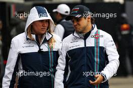 Felipe Massa (BRA) Williams with Sophie Eden (GBR) Williams Press Officer. 09.04.2017. Formula 1 World Championship, Rd 2, Chinese Grand Prix, Shanghai, China, Race Day.