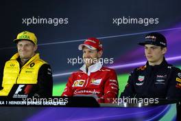 The FIA Press Conference (L to R): Nico Hulkenberg (GER) Renault Sport F1 Team; Sebastian Vettel (GER) Ferrari; Max Verstappen (NLD) Red Bull Racing. 06.04.2017. Formula 1 World Championship, Rd 2, Chinese Grand Prix, Shanghai, China, Preparation Day.