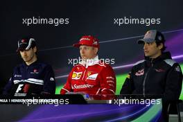 The FIA Press Conference (L to R): Antonio Giovinazzi (ITA) Sauber F1 Team; Kimi Raikkonen (FIN) Ferrari; Carlos Sainz Jr (ESP) Scuderia Toro Rosso. 06.04.2017. Formula 1 World Championship, Rd 2, Chinese Grand Prix, Shanghai, China, Preparation Day.