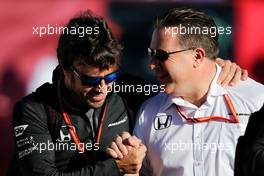 (L to R): Fernando Alonso (ESP) McLaren with Zak Brown (USA) McLaren Executive Director. 12.05.2017. Formula 1 World Championship, Rd 5, Spanish Grand Prix, Barcelona, Spain, Practice Day.
