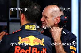 Adrian Newey (GBR) Red Bull Racing Chief Technical Officer with Daniel Ricciardo (AUS) Red Bull Racing. 12.05.2017. Formula 1 World Championship, Rd 5, Spanish Grand Prix, Barcelona, Spain, Practice Day.