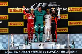 The podium (L to R): Sebastian Vettel (GER) Ferrari, second; Lewis Hamilton (GBR) Mercedes AMG F1, race winner; Daniel Ricciardo (AUS) Red Bull Racing, third. 14.05.2017. Formula 1 World Championship, Rd 5, Spanish Grand Prix, Barcelona, Spain, Race Day.