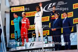The podium (L to R): Sebastian Vettel (GER) Ferrari, second; Lewis Hamilton (GBR) Mercedes AMG F1, race winner; Daniel Ricciardo (AUS) Red Bull Racing, third. 14.05.2017. Formula 1 World Championship, Rd 5, Spanish Grand Prix, Barcelona, Spain, Race Day.