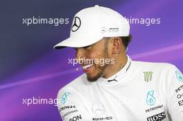 Lewis Hamilton (GBR) Mercedes AMG F1 in the FIA Press Conference. 14.05.2017. Formula 1 World Championship, Rd 5, Spanish Grand Prix, Barcelona, Spain, Race Day.