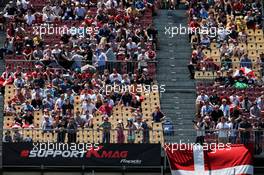 Kevin Magnussen (DEN) Haas F1 Team fans in the grandstand. 13.05.2017. Formula 1 World Championship, Rd 5, Spanish Grand Prix, Barcelona, Spain, Qualifying Day.