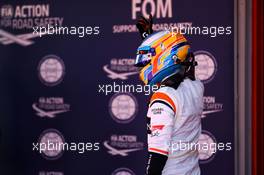 Fernando Alonso (ESP) McLaren celebrates in qualifying parc ferme. 13.05.2017. Formula 1 World Championship, Rd 5, Spanish Grand Prix, Barcelona, Spain, Qualifying Day.