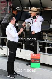 (L to R): Eric Boullier (FRA) McLaren Racing Director with Mansour Ojjeh, McLaren shareholder. 13.05.2017. Formula 1 World Championship, Rd 5, Spanish Grand Prix, Barcelona, Spain, Qualifying Day.