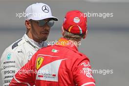 Lewis Hamilton (GBR) Mercedes AMG F1  and Sebastian Vettel (GER) Scuderia Ferrari  13.05.2017. Formula 1 World Championship, Rd 5, Spanish Grand Prix, Barcelona, Spain, Qualifying Day.