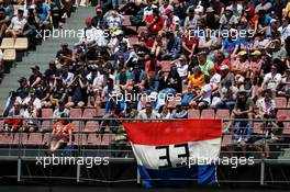 Max Verstappen (NLD) Red Bull Racing fans in the grandstand. 13.05.2017. Formula 1 World Championship, Rd 5, Spanish Grand Prix, Barcelona, Spain, Qualifying Day.