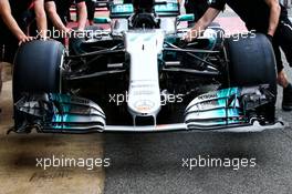 Mercedes AMG F1 W08 front wing and nosecone. 11.05.2017. Formula 1 World Championship, Rd 5, Spanish Grand Prix, Barcelona, Spain, Preparation Day.
