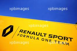 Renault Sport F1 Team logo on a truck. 11.05.2017. Formula 1 World Championship, Rd 5, Spanish Grand Prix, Barcelona, Spain, Preparation Day.