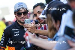 Sergio Perez (MEX) Sahara Force India F1 with fans. 11.05.2017. Formula 1 World Championship, Rd 5, Spanish Grand Prix, Barcelona, Spain, Preparation Day.