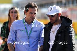 (L to R): Pedro De La Rosa (ESP) with Lewis Hamilton (GBR) Mercedes AMG F1. 11.05.2017. Formula 1 World Championship, Rd 5, Spanish Grand Prix, Barcelona, Spain, Preparation Day.