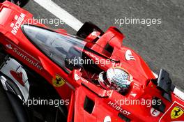 Sebastian Vettel (GER) Ferrari SF70H with the shield cockpit cover. 14.07.2017. Formula 1 World Championship, Rd 10, British Grand Prix, Silverstone, England, Practice Day.