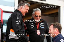 (L to R): Otmar Szafnauer (USA) Sahara Force India F1 Chief Operating Officer with Dr. Vijay Mallya (IND) Sahara Force India F1 Team Owner and Christian Horner (GBR) Red Bull Racing Team Principal. 14.07.2017. Formula 1 World Championship, Rd 10, British Grand Prix, Silverstone, England, Practice Day.