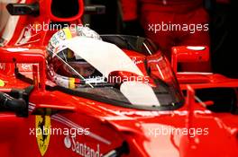 Sebastian Vettel (GER) Ferrari SF70H with the shield cockpit cover. 14.07.2017. Formula 1 World Championship, Rd 10, British Grand Prix, Silverstone, England, Practice Day.