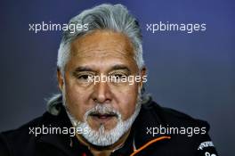 Dr. Vijay Mallya (IND) Sahara Force India F1 Team Owner in the FIA Press Conference. 14.07.2017. Formula 1 World Championship, Rd 10, British Grand Prix, Silverstone, England, Practice Day.