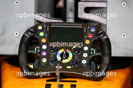 Renault Sport F1 Team RS17 steering wheel. 14.07.2017. Formula 1 World Championship, Rd 10, British Grand Prix, Silverstone, England, Practice Day.