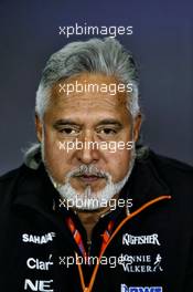 Dr. Vijay Mallya (IND) Sahara Force India F1 Team Owner in the FIA Press Conference. 14.07.2017. Formula 1 World Championship, Rd 10, British Grand Prix, Silverstone, England, Practice Day.
