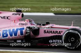 Sergio Perez (MEX) Sahara Force India F1 VJM10. 14.07.2017. Formula 1 World Championship, Rd 10, British Grand Prix, Silverstone, England, Practice Day.